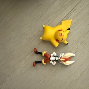 Pokemon Pikachu and Scorbunny Figures - Yellow and Red